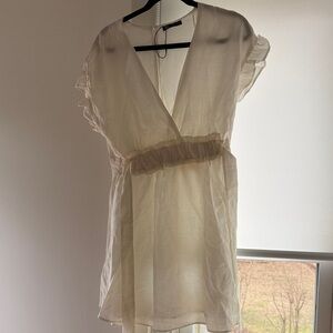 Zara Ivory Ruffle Sleeve Mini Dress